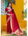Red Latest Designer Party Wear Makunda Silk Wedding Sari