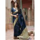 Dark Blue Latest Designer Party Wear Makunda Silk Wedding Sari