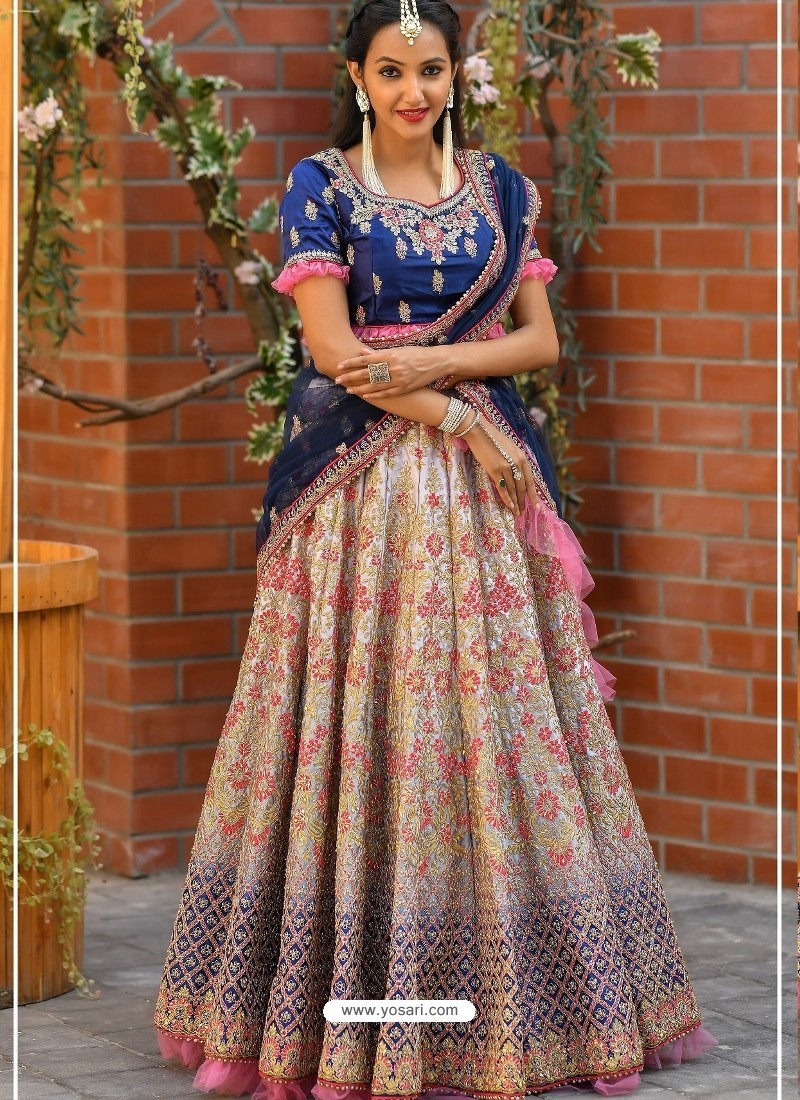 Royal Blue Embroidered Designer Wedding Lehenga Choli