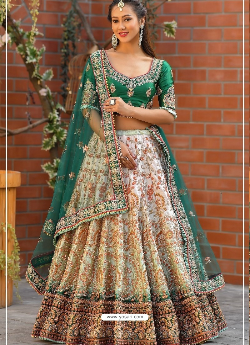 Forest Green Embroidered Designer Wedding Lehenga Choli