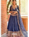 Dark Blue Embroidered Designer Wedding Lehenga Choli