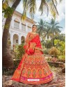 Stylish Multi Colour Embroidered Designer Banarasi Silk Wedding Lehenga Choli