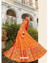 Orange Embroidered Designer Banarasi Silk Wedding Lehenga Choli