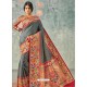 Grey Designer Party Wear Pure Handloom Silk Wedding Sari