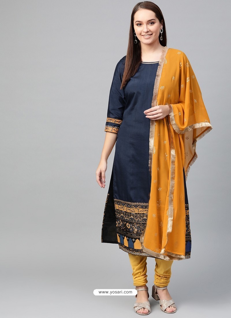 Navy Blue Stylish Readymade Party Wear Salwar Suit