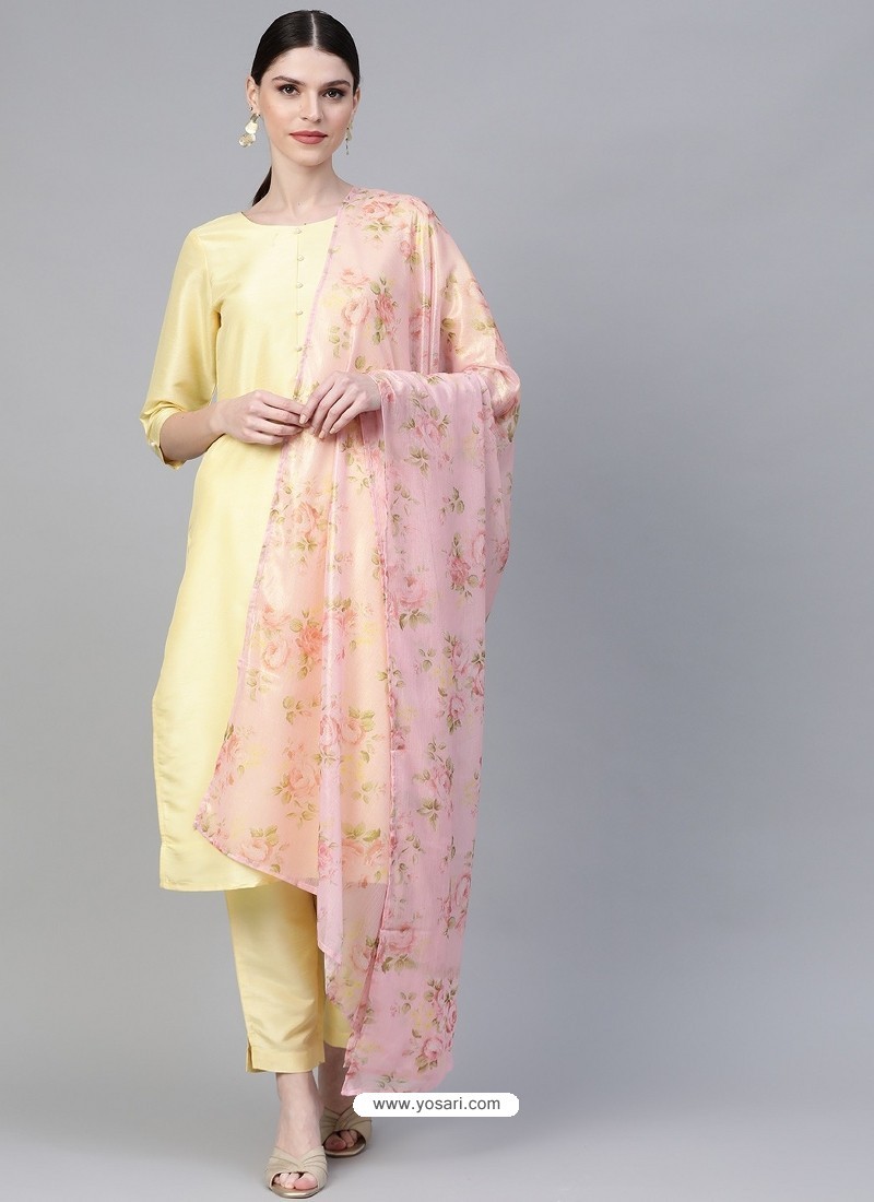 Light Yellow Stylish Readymade Party Wear Salwar Suit