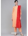 Light Orange Stylish Readymade Party Wear Salwar Suit