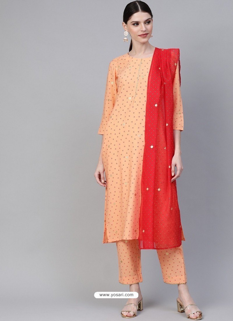 Light Orange Stylish Readymade Party Wear Salwar Suit