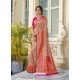Peach Astonishing Party Wear Pure Banarasi Silk Wedding Sari