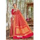 Red Designer Classic Wear Upada Silk Wedding Sari