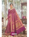 Purple Designer Classic Wear Upada Silk Wedding Sari