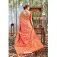 Orange Designer Classic Wear Upada Silk Wedding Sari