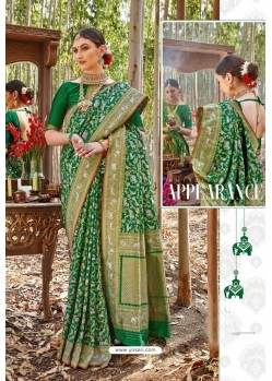 Dark Green Designer Classic Wear Upada Silk Wedding Sari
