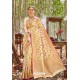 Beige Designer Classic Wear Upada Silk Wedding Sari