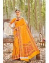 Yellow Designer Classic Wear Upada Silk Wedding Sari