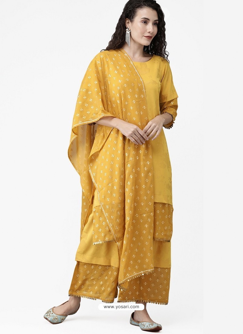 Mustard Stylish Readymade Party Wear Salwar Suit
