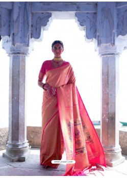 Pink Classic Wear Designer Pure Soft Silk Sari