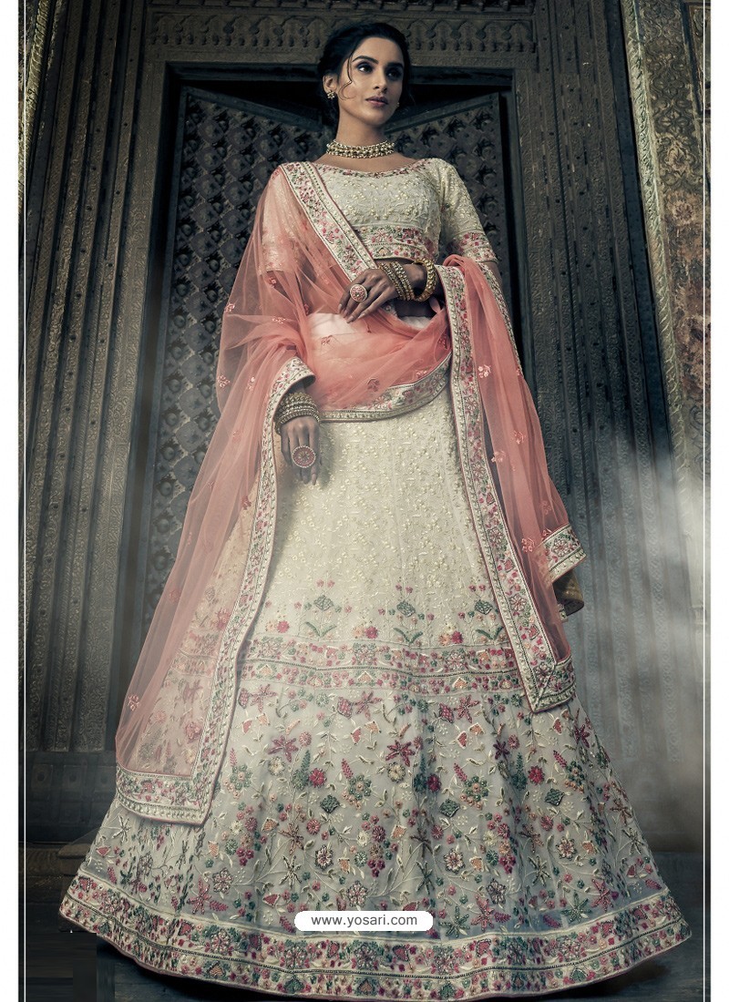Off White Ravishing Heavy Embroidered Designer Wedding Wear Lehenga Choli