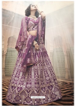 Purple Ravishing Heavy Embroidered Designer Wedding Wear Lehenga Choli