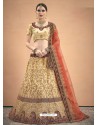 Cream Heavy Embroidered Designer Satin Wedding Lehenga Choli