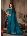 Teal Blue Stunning Party Wear Designer Miracle Silk Sari