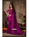 Purple Stunning Party Wear Designer Miracle Silk Sari