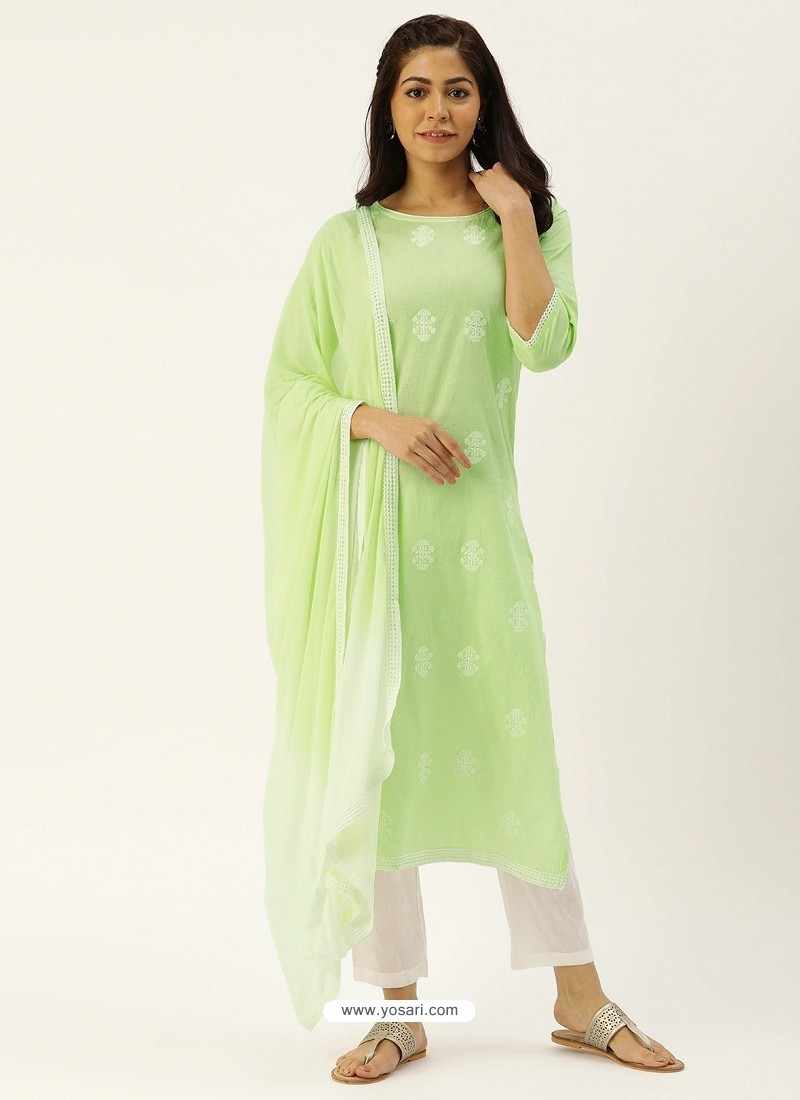Green Latest Designer Readymade Straight Salwar Suit