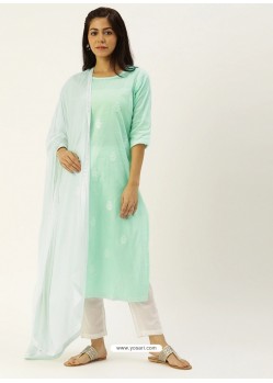 Sky Blue Latest Designer Readymade Straight Salwar Suit