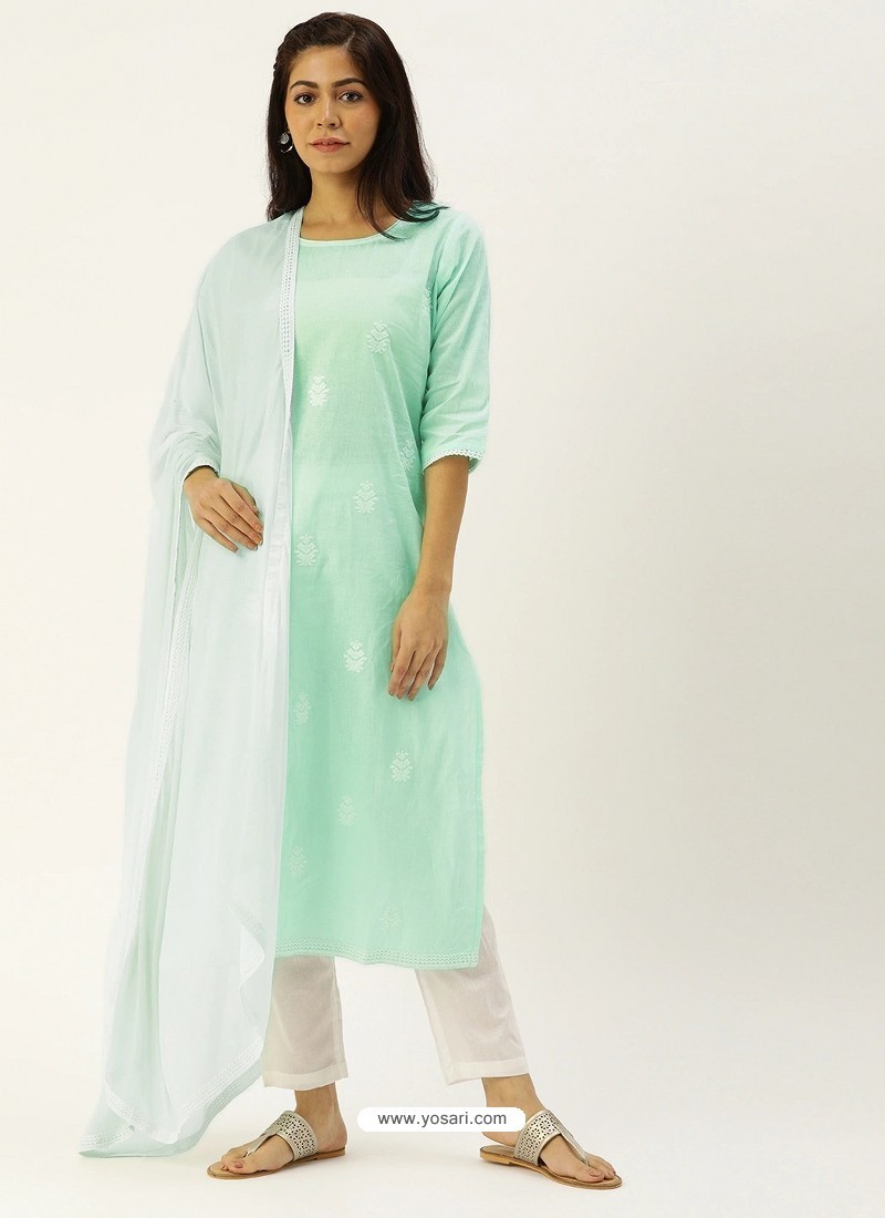 Sky Blue Latest Designer Readymade Straight Salwar Suit