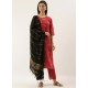 Red Latest Designer Readymade Straight Salwar Suit