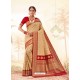 Beige Latest Designer Handloom Silk Wedding Sari