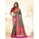 Grey Latest Designer Handloom Silk Wedding Sari