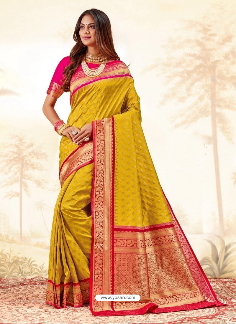 Corn Latest Designer Handloom Silk Wedding Sari