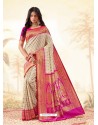 Light Beige Latest Designer Handloom Silk Wedding Sari