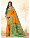 Orange Latest Designer Handloom Silk Wedding Sari