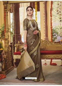 Copper Latest Party Wear Designer Soft Silk Sari