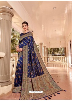 Dark Blue Latest Designer Classic Wear Silk Sari