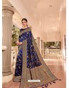 Dark Blue Latest Designer Classic Wear Silk Sari