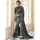 Grey Beautiful Designer Embroidered Satin Silk Sari