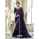 Purple Stunning Designer Embroidered Satin Silk Sari