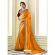 Orange Stunning Designer Embroidered Satin Silk Sari