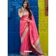 Hot Pink Stylish Designer Party Wear Silk Sari