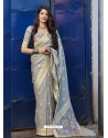 Silver Stylish Designer Party Wear Silk Sari