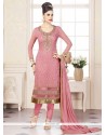 Flattering Pink Resham Work Churidar Designer Suit