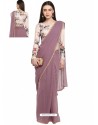 Mauve Designer Party Wear Sari With Readymade Blouse