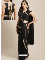 Radiant Black Designer Party Wear Sari With Readymade Blouse