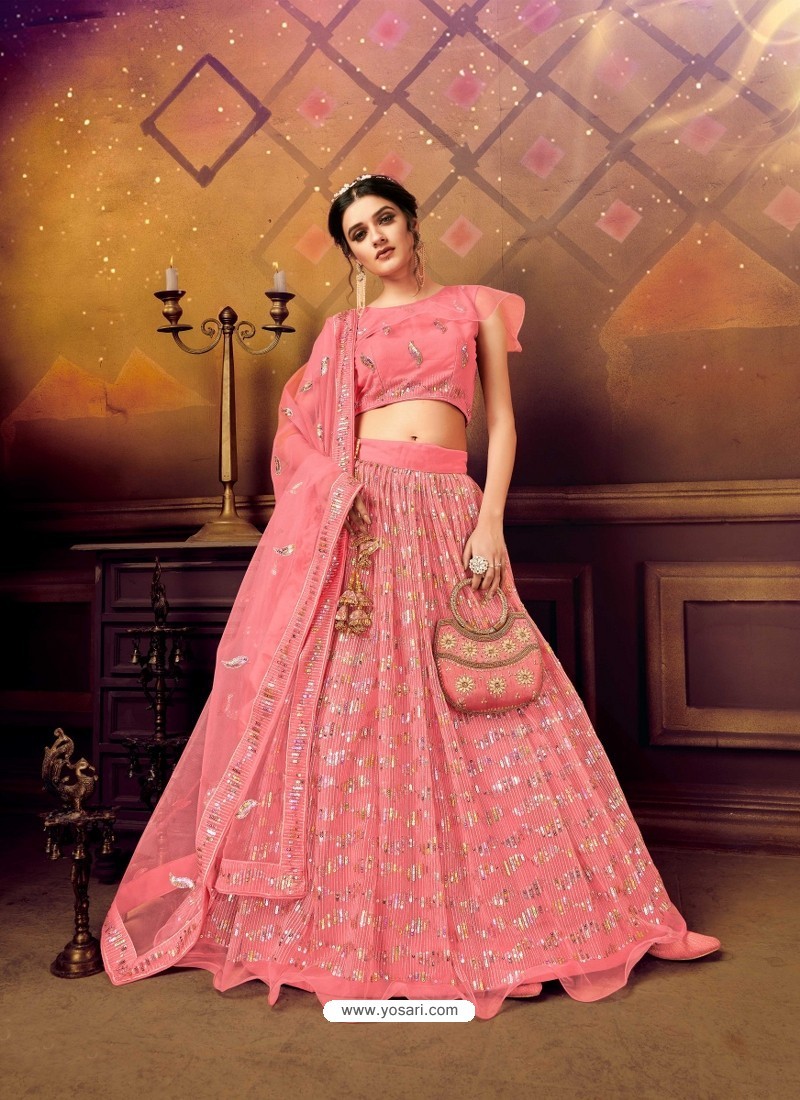 Pink Gorgeous Heavy Embroidered Designer Wedding Wear Lehenga Choli