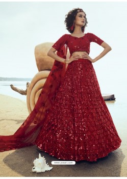 Red Ravishing Heavy Embroidered Designer Wedding Wear Lehenga Choli