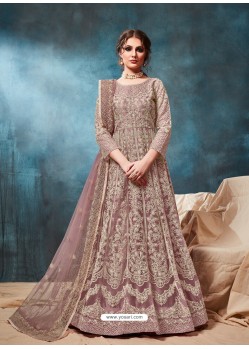 Old Rose Mesmeric Designer Party Wear Net Gown Style Anarkali Suit