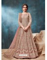 Dusty Pink Mesmeric Designer Party Wear Net Gown Style Anarkali Suit